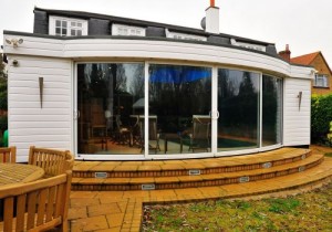 Curved glass doors look from the out side