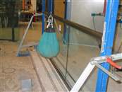 Balcony Systems' mock up bal1/bal2 systems under go load/ deflection tests in Sandberg's Metallurgy Structures Laboratory 