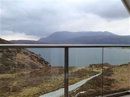 Stunning Scottish view through a clear glass Royal Chrome handrailed balcony
