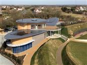 Beautiful building overlooking the English Channel in Kent designed with similarities of the Spitfire.