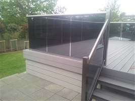 Tinted glass Royal Chrome balustrade with Composite Decking