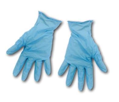 Nitrile gloves for protection when using nanotechnology self-cleaning glass coating