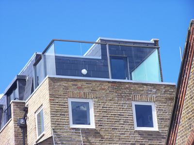 Rooftop Royal Chrome Aerofoil Glass Balustrade