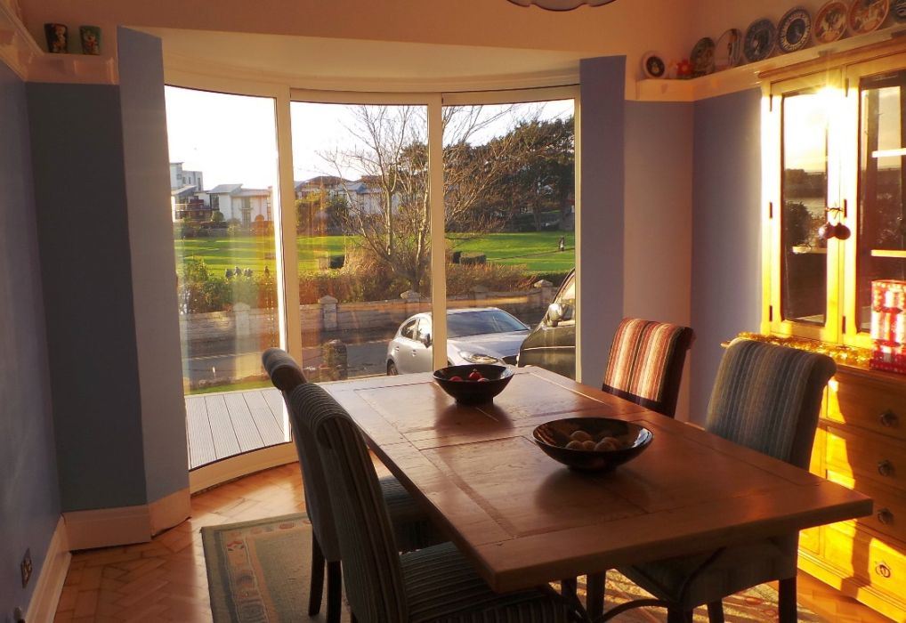 curved glass door inside view