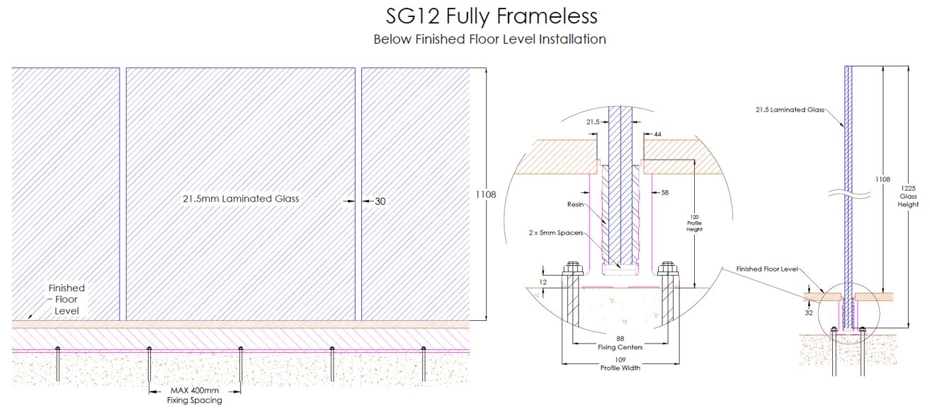 Frameless Glass Balustrades Below Floor Level Glass Balustrades