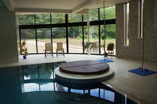 Curved Glass Sliding Doors in pool room
