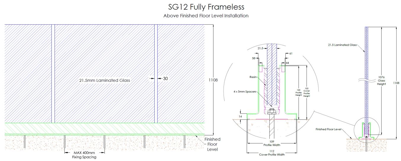 Glass Balustrade | Technical Specifications And Drawings | Balcony Systems