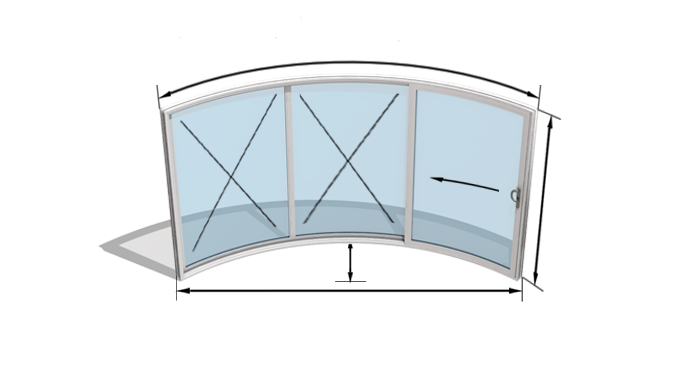 W3-2F - 3 Doors, One sliding, two fixed