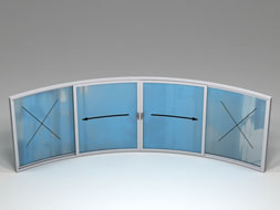 Curved Glass Doors - W4F - 4 Doors Two Sliding Two Fixed